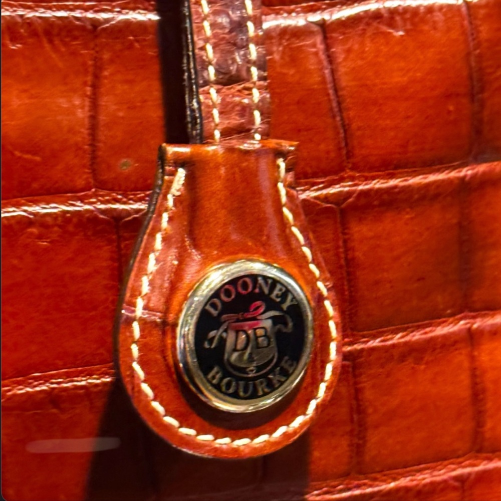 Dooney & Bourke Elegant Brown Crocodile Pattern Hand Bag - Picture 2 of 9